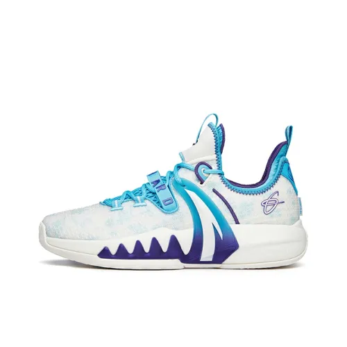 ANTA GH2 Basketball Shoes Men Low-Top Ivory White/Chlorine Blue/Dynasty Purple