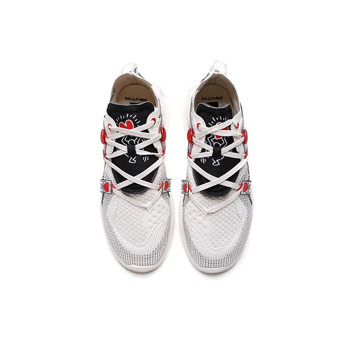 Keith Haring x Anta SEEED Zero Bound Anti-Slip Wear-Resistant Low-Top A-JELLY Running Shoes Men's White Red-2