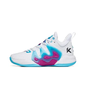 Anta Mountain 1 Breathable Low Top Performance Basketball Shoes Men's White Blue Purple