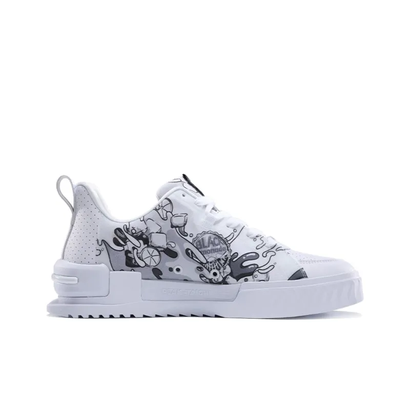 IDX x PEAK Anti Slip Wear Resistant Low Top Skateboard Shoes Men's White Black-1