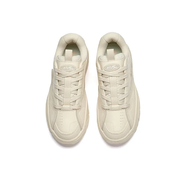Anta Hot Slip-Resistant Coverage Wear-Resistant Low-Top Skateboard Shoes Women's Beige-2