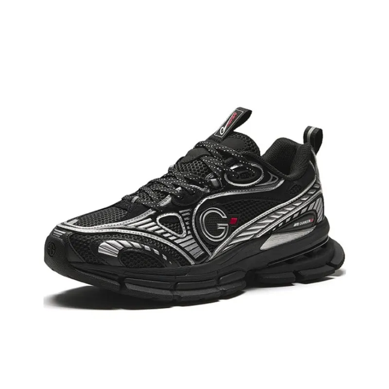 Anta Anta Champion All Weather Series Cushioned Slip Resistant Low Top Running Shoes Men's Black Silver-1