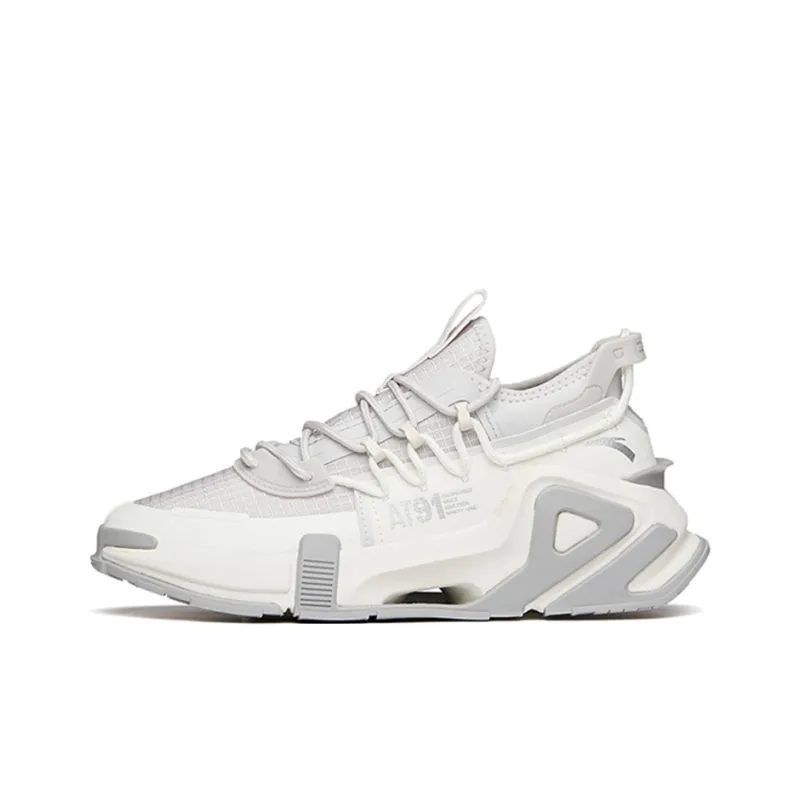 Anta AT91 Anti-Slip Wear-Resistant Breathable Lightweight Low-Top Chunky Sneakers Women's Gray White-0