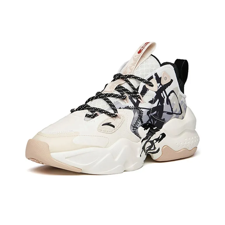 Anta Bastard Peak 2 Anti-Slip And Wear-Resistant Lightweight Low-Top Chunky Sneakers Women's White Black Gray-2