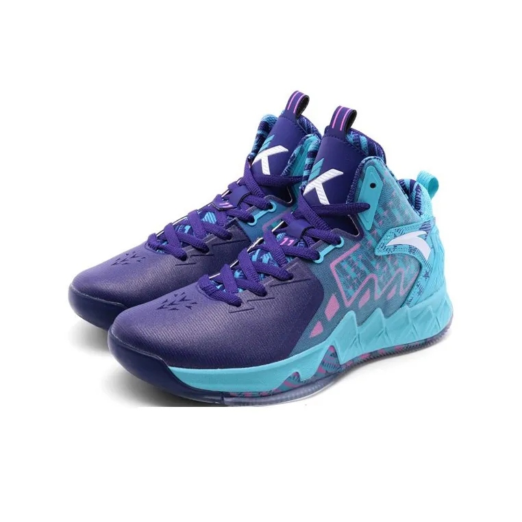 Anta KT2 Cushioning, Slip Resistant, Abrasion Resistant Coverage High Top Basketball Shoes Men's Purple Pink Blue-1