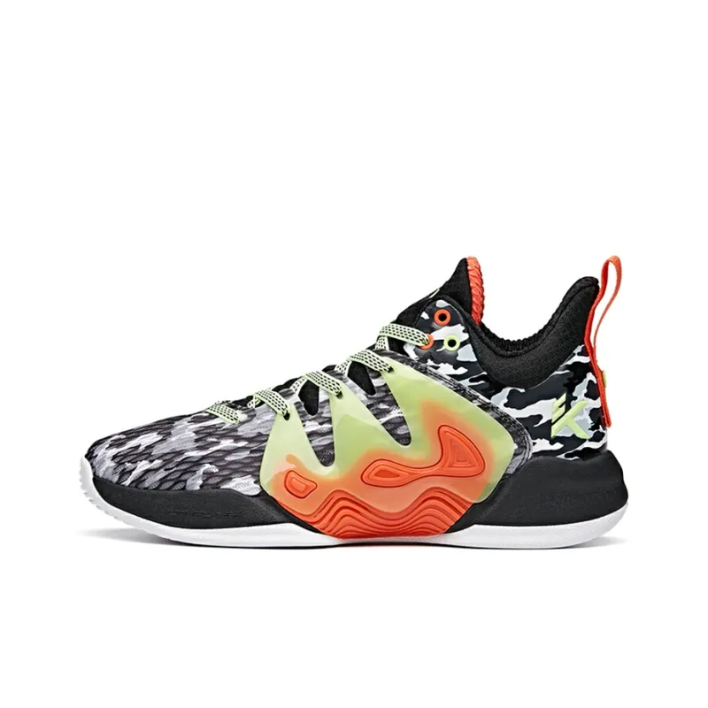 Anta Mountain 1 Anti-Slip Wear-Resistant Low-Top Basketball Shoes Men's Black White Orange-0