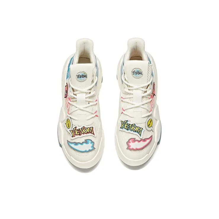 MARVEL x Anta Bastard Anti Slip Wear Resistant Mid Top Skateboard Shoes Men's Ivory White-2