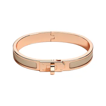 HERMES Enamel Bangles Unisex Rose Gold