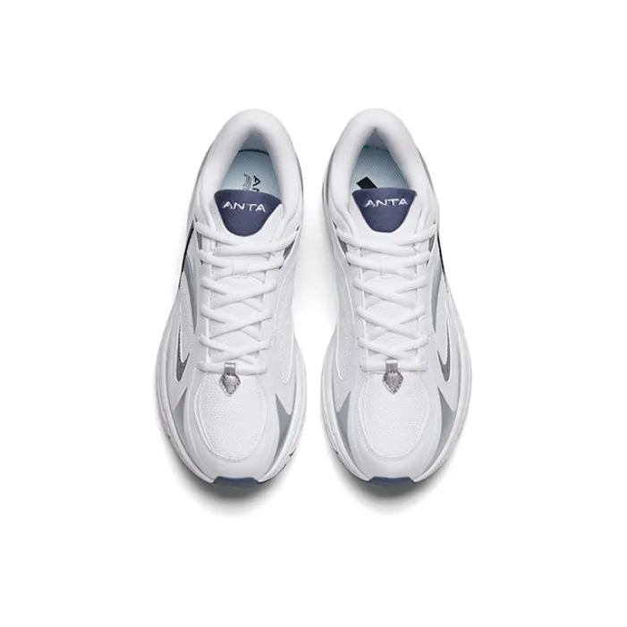 Anta AT952 Cushioned Slip Resistant Abrasion Resistant Breathable Low Top Casual Running Shoes Men's White Silver Blue-3