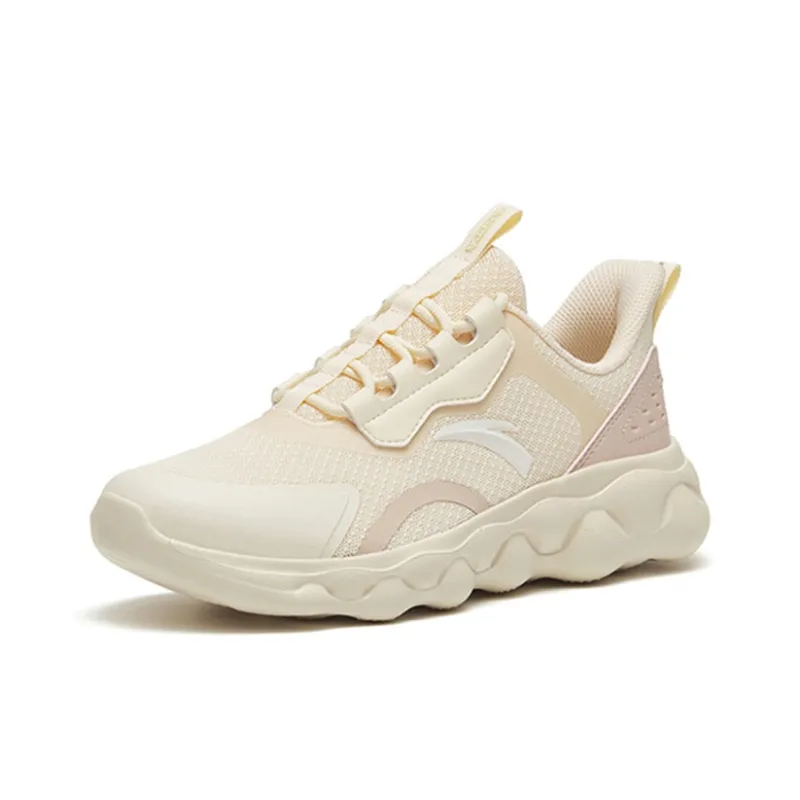 Anta Sheepskin Cushioned Anti-Slip Wear-Resistant Breathable Lightweight Low-Top Running Shoes Women's White Pink-2
