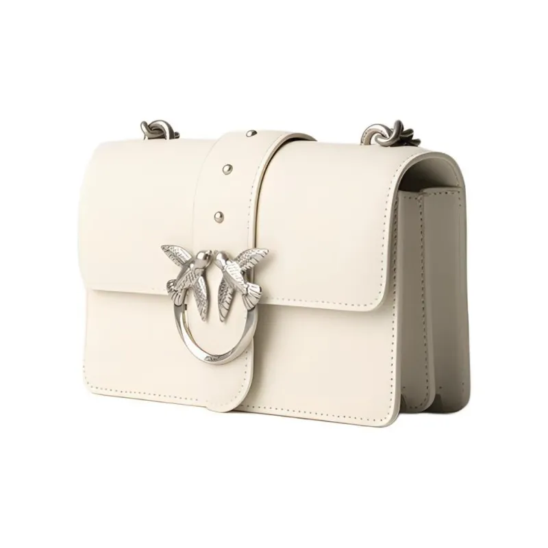 PINKO Cow Leather Shoulder Bag, Crossbody Bag Mini Women's White-1