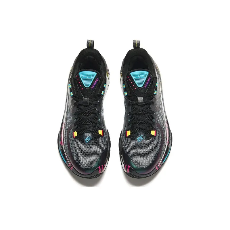 Anta GH5 Cushioning Breathable Lightweight Rebound Low Top Basketball Shoes Men's Black Blue-2