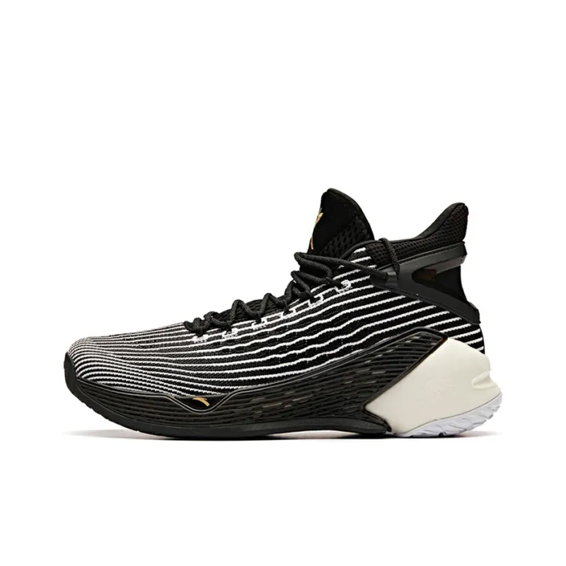 Anta KT4 Cushioning Anti-Slip And Wear-Resistant High-Top Basketball Shoes Men's Black White-0