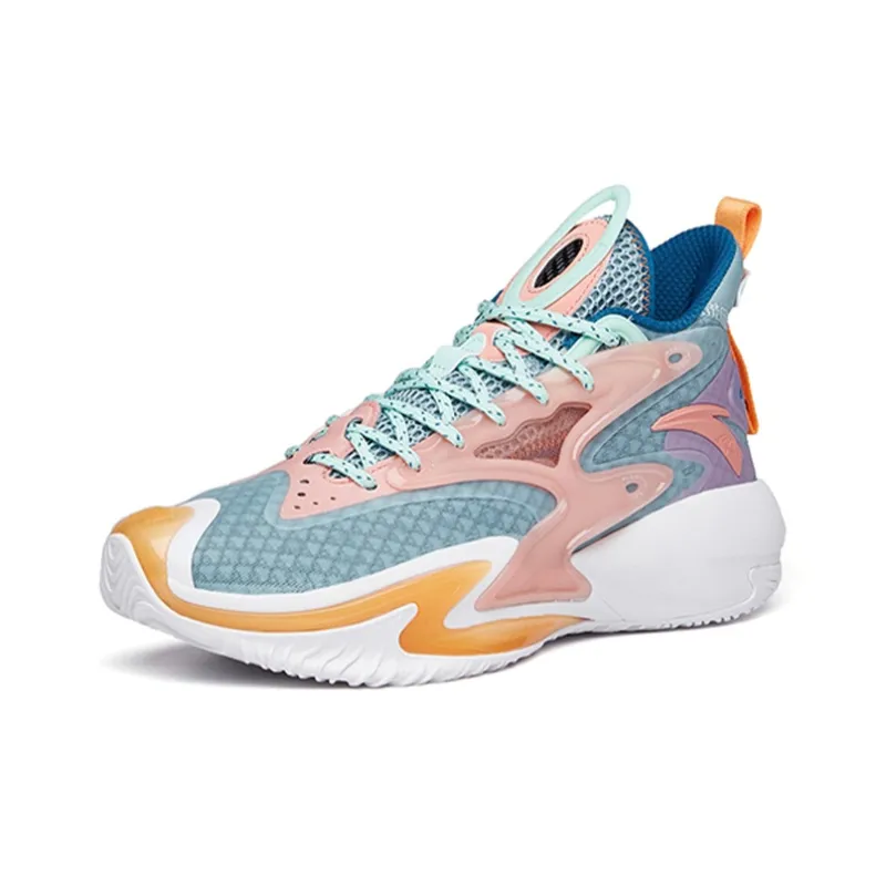 Anta Berserk 3 Cushioning Anti-Slip And Wear-Resistant High-Top Performance Basketball Shoes Pink Green-2