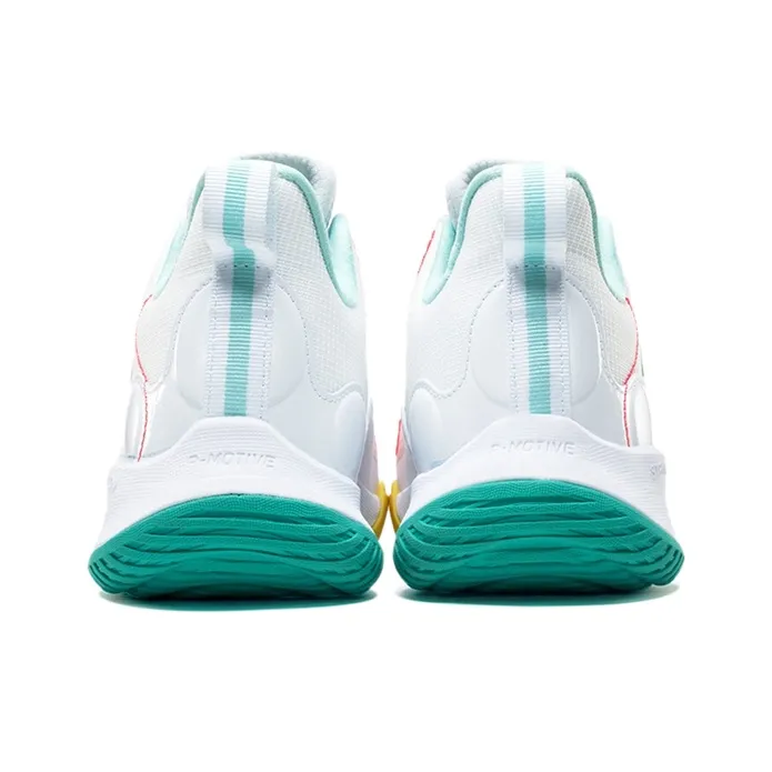 PEAK Cavalry 2 Basketball Shoes Men Low Top White Large/Emerald Green/Yellow/Blue-3