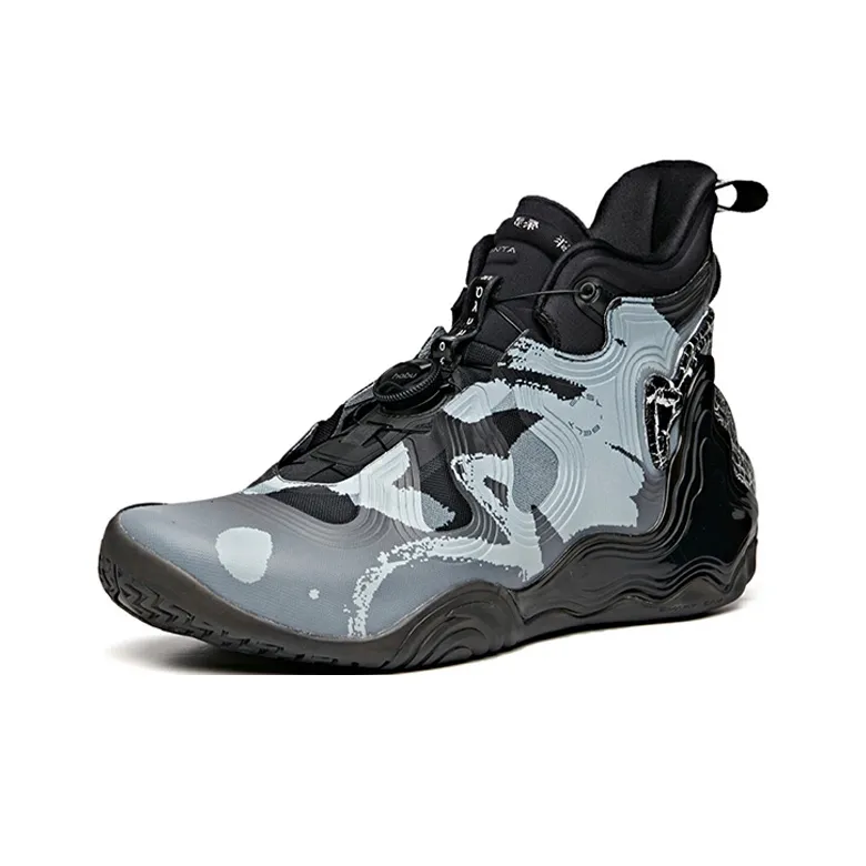 Anta Star Mountain Cushioning Anti Slip And Wear Resistant High Top Basketball Shoes Men's Black Gray-1
