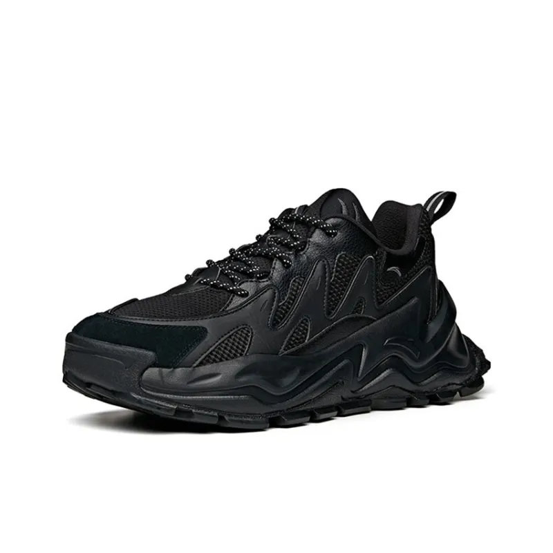 Anta Hot Cushioning Anti Slip Wear Resistant Breathability Low Top Chunky Sneakers Men's Black-2