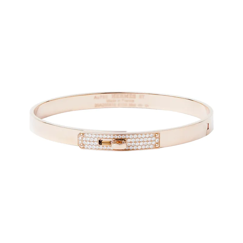 HERMES Kelly Rose Gold With Diamonds Bangles Women's-0