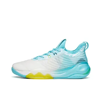 Anta KT6 KT Low Cushioning Anti Slip And Wear Resistant Mid Top Performance Basketball Shoes White Blue Yellow