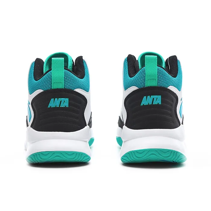 Anta Star Trail 4 Wear Resistant Slip Resistant High Top Performance Basketball Shoes Men's Rail White Blue-3
