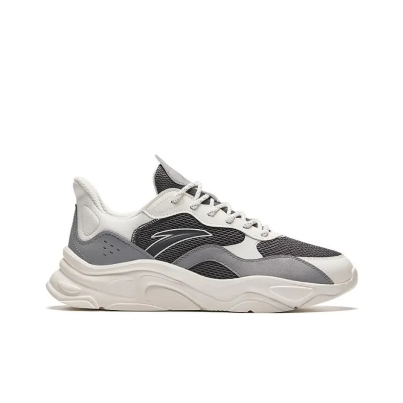 Anta Little Millennium Cushioned Slip-Resistant Low-Top Casual Shoes Men's Gray White-1