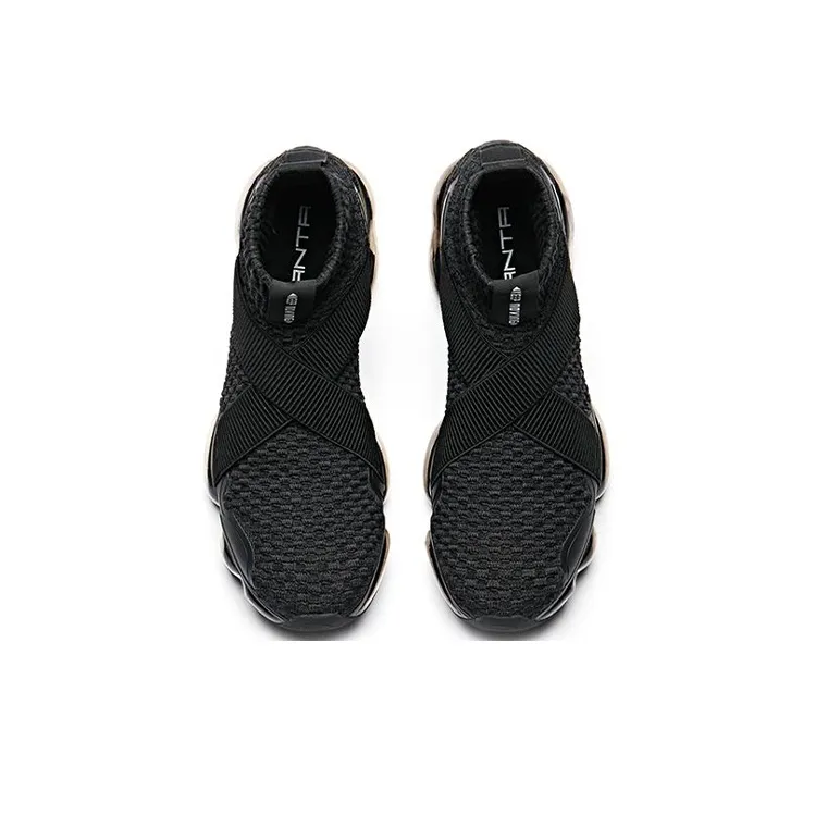 Anta SEEED Cushioning High Top Running Shoes Men's Black-3