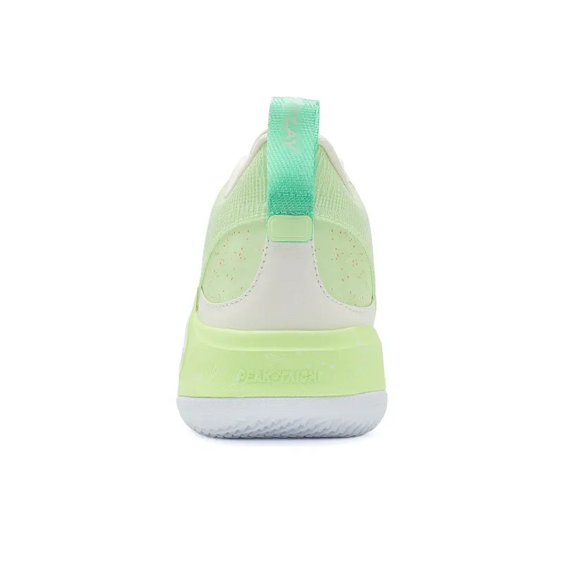 PEAK State Extreme Triangle 2.0 Wear Resistant Slip Resistant Mid Top Basketball Shoes Men's Ecru Acid Green-4