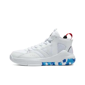 PEAK Burning Plains Cushioning Wear Resistant Rebound Mid Top Basketball Shoes Men's White Blue