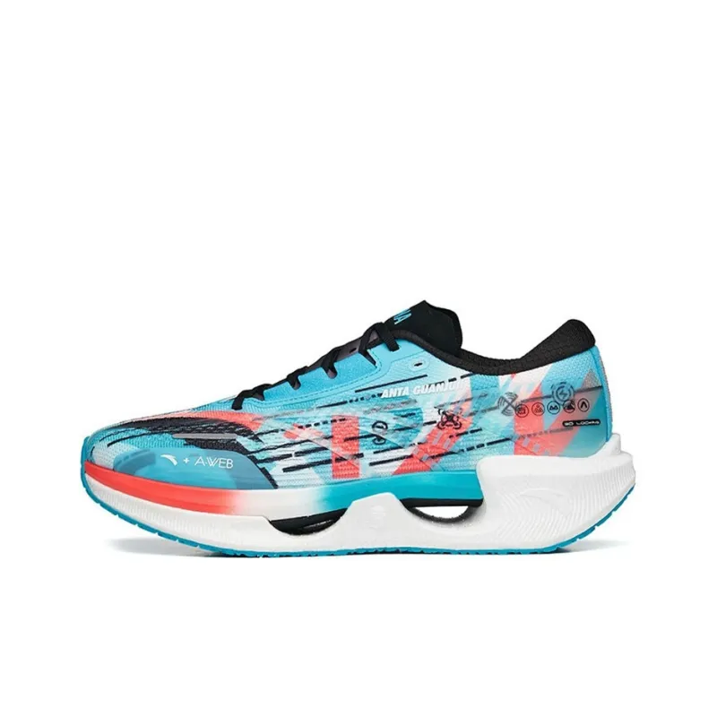 Anta Crash Wave 1 Cushioned Anti Slip Wear Resistant Breathable Lightweight Low Top Running Shoes Men's Blue Black Red-0