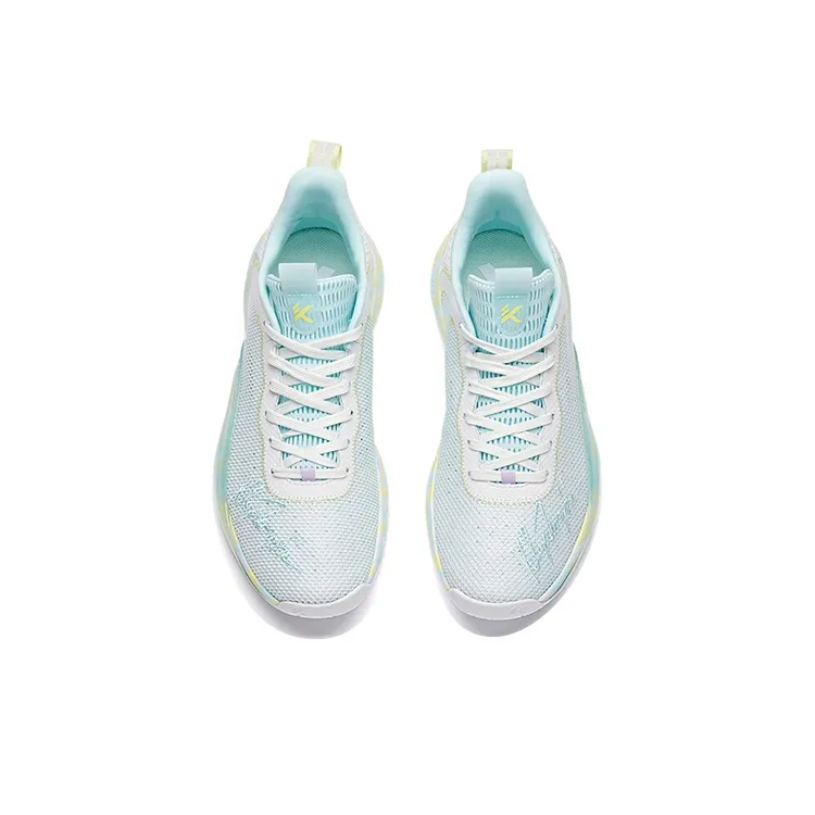 Anta Light Cavalry 6 Anti-Slip Wear-Resistant Low-Top Basketball Shoes White Blue Green-2
