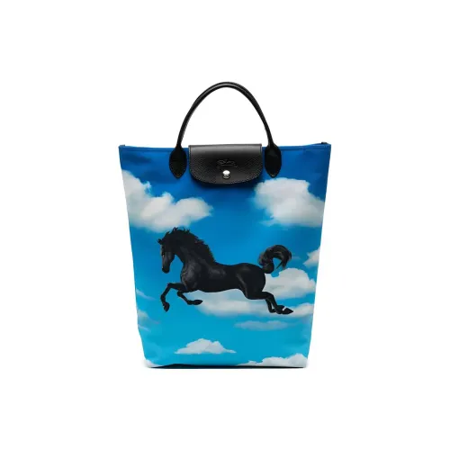 LONGCHAMP ToilerPaper Collaboration Recycled Polyester Tote Bag, Shopping Bag, Handbag Women's Blue