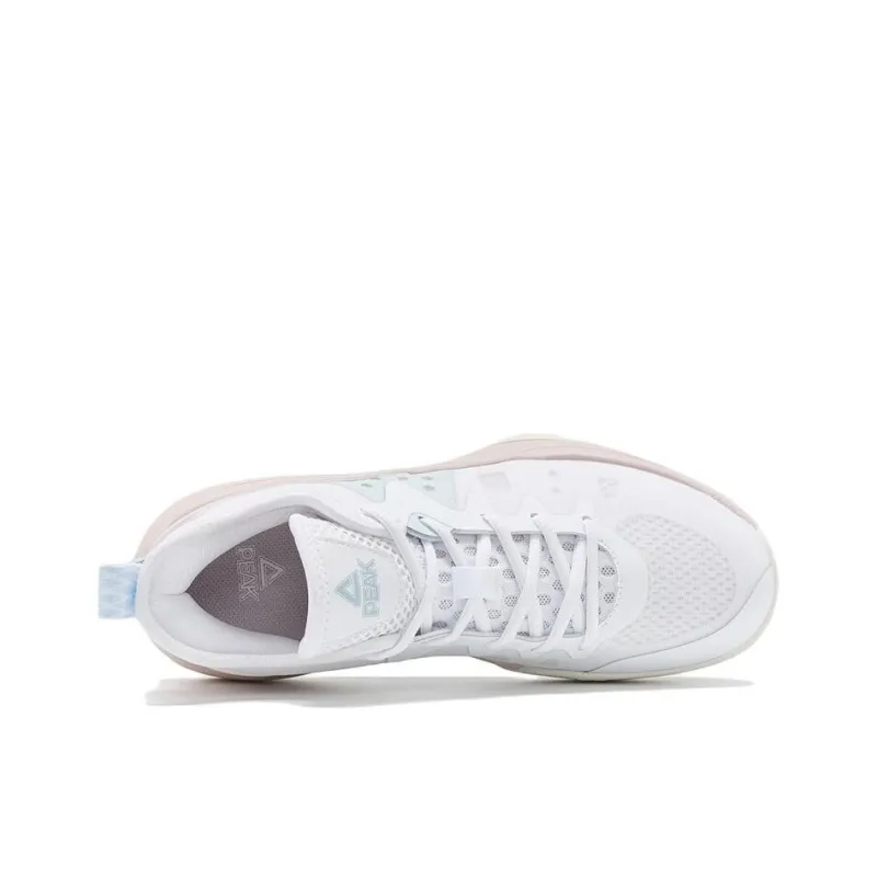 PEAK Lanying Cushioning Anti Slip And Wear Resistant Lightweight Rebound Low Top Basketball Shoes Unisex White Pink-2