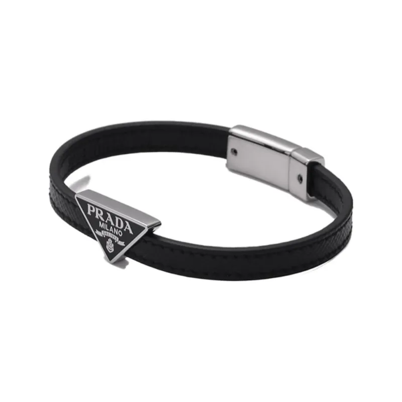 PRADA Leather Bangles Men's Black-1