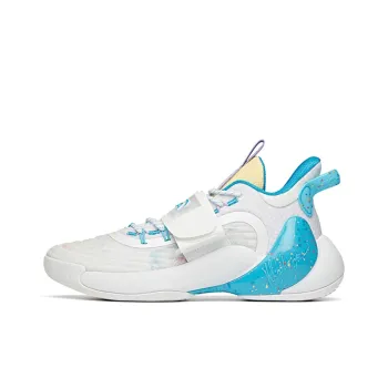 Anta Water Flower 3 Anti Slip Wear Resistant Low Top Basketball Shoes White Blue