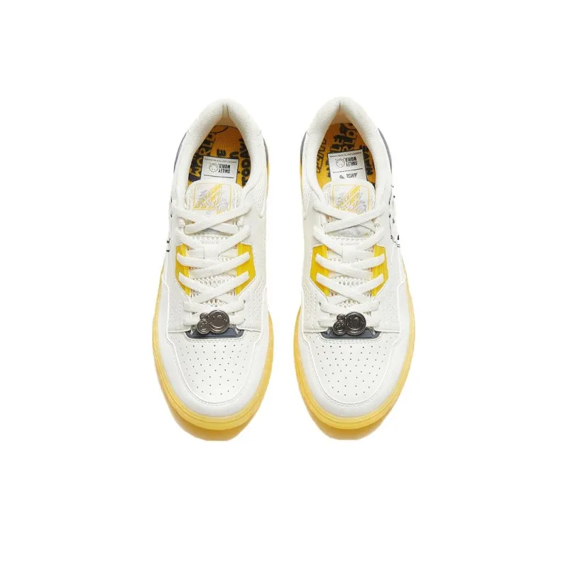 Anta Young Generation Anti Slip Wear Resistant Low Top Skateboard Shoes Women's White Yellow-2