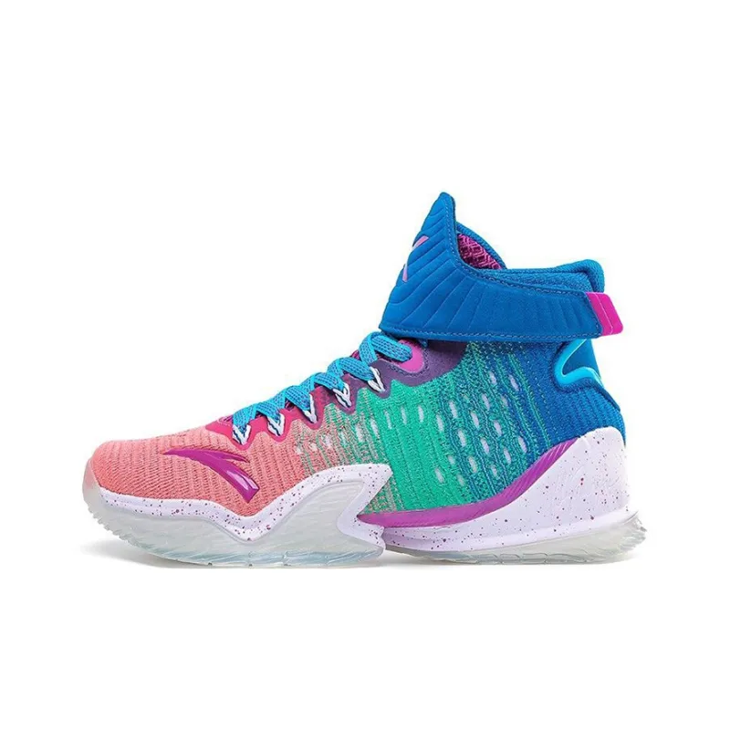 Anta KT3 Cushioned Slip Resistant High Top Basketball Shoes Men's Orange Green Blue White-0