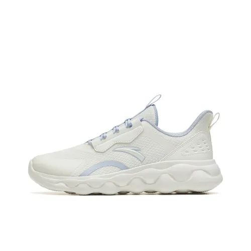 ANTA Sheepskin Running Shoes Women's Low-Top Ivory White/Oxygen Blue