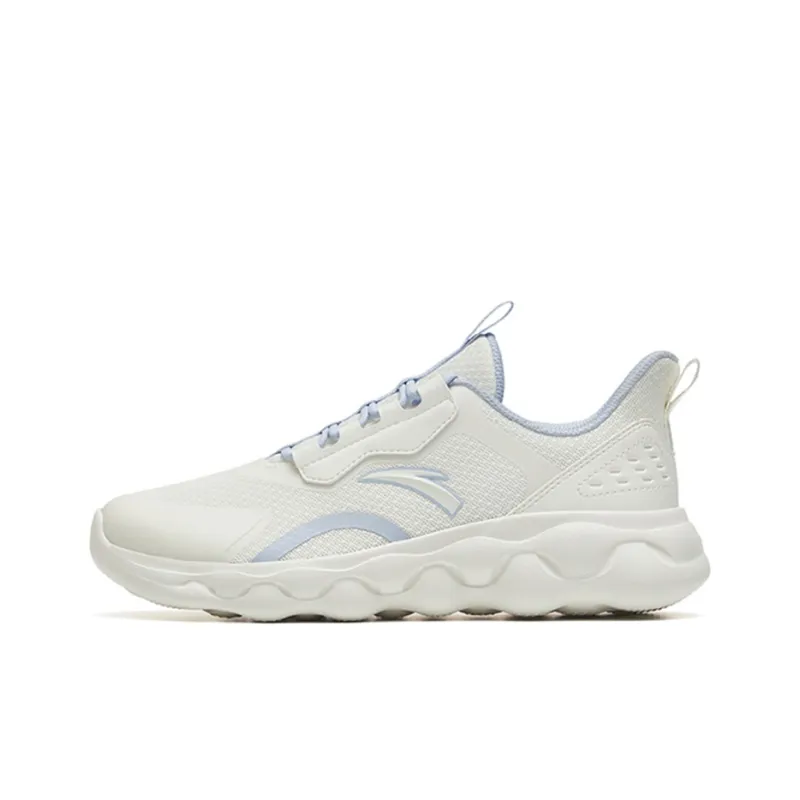 ANTA Sheepskin Running Shoes Women's Low Top Ivory White/Oxygen Blue-0