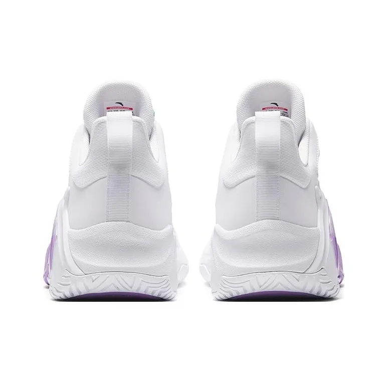 Anta Airspace 4 Anti Slip Wear Resistant Low Top Basketball Shoes Men's White Purple-3