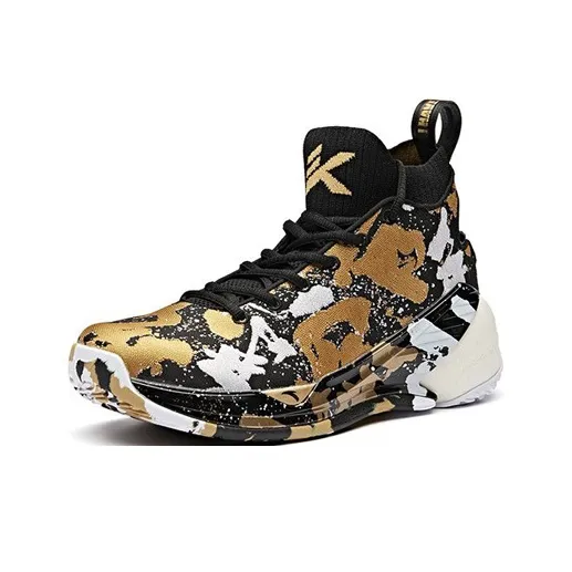 Anta KT4 Black History Month Shock The Game Durable Breathable High-Top Basketball Shoes Black White Gold-2