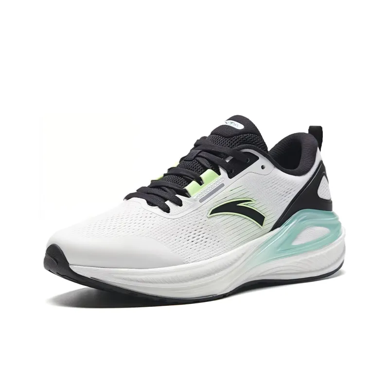 Anta C100 Wear Resistant Low Top Running Shoes Men's Black White Cyan-2