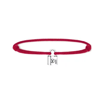 LOUIS VUITTON SiLOUIS VUITTONer Lockit Bracelet Sterling SiLOUIS VUITTONer Black Laquered And Red Polyester Cord