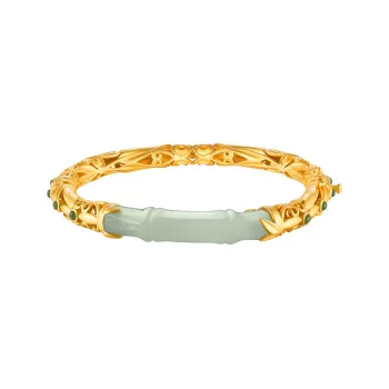 Yi Mingju Bangles Pale Greenish White Jade Women's
