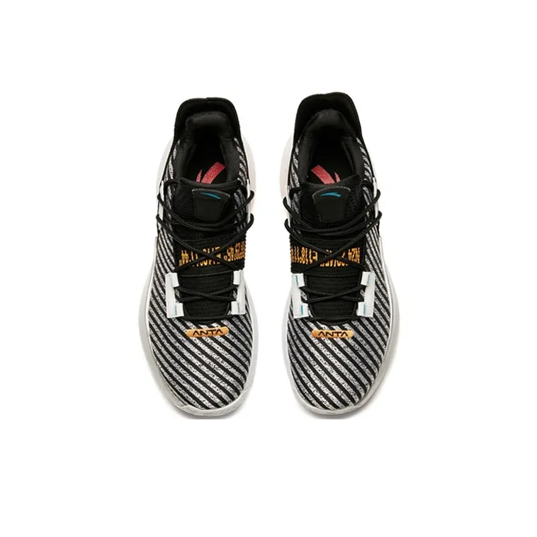 Anta Airspace 2 Low Top Performance Basketball Shoes Men's Black White Gold-2