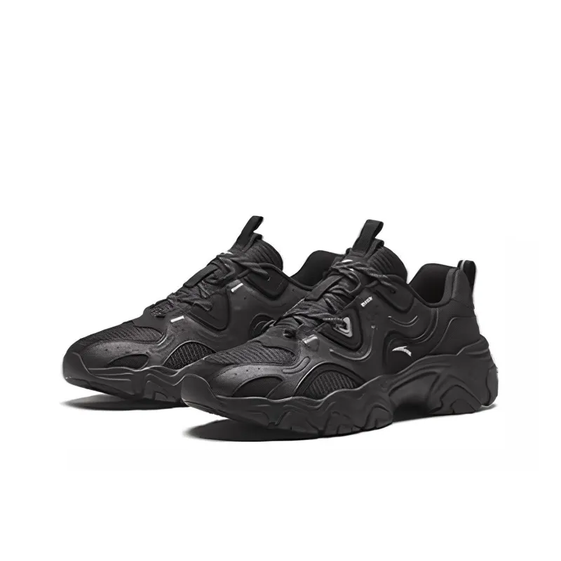 Anta Meteorite Cushioning Anti Slip And Wear Resistant Low Top Chunky Sneakers Men's Black-1