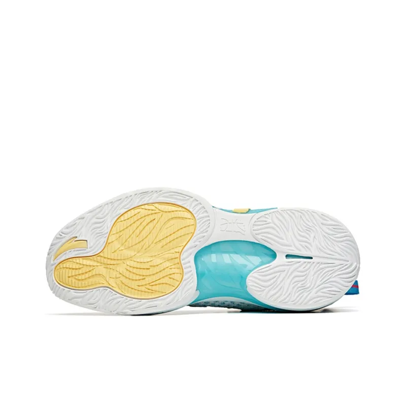 Anta GH2 'Easter' Anti-Slip Wear-Resistant Low-Top Basketball Shoes Gray Blue Yellow-4