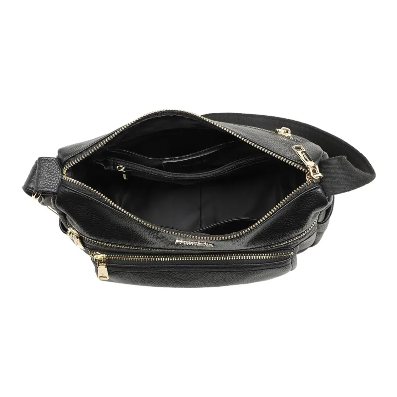 MILLIE'S Cow Leather With Synthetic Leather Underarm Shoulder Bag, Crossbody Bag Regular Women's Small, Black-3