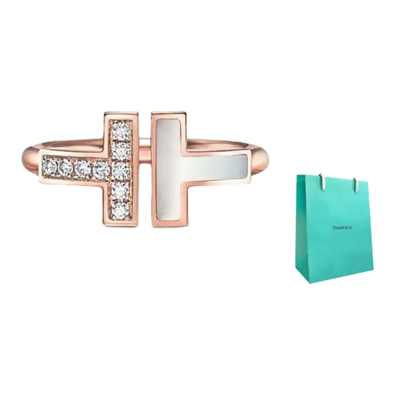TIFFANY & CO. 2010s Pre owned 18kt Rose Gold T Wire Diamond Ring-0