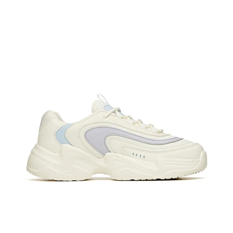 Anta Chao Worship 2.0 Cushioning Anti Slip Wear Resistant Breathability Low Top Casual Shoes Women's White Purple-1