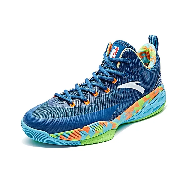 Anta Rhomboid Anti-Slip Wear-Resistant Low-Top Basketball Shoes Men's Blue Green-2